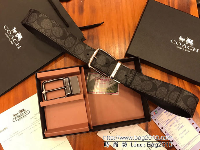 蔻馳 新款 男士雙扣裝 純銅電鍍皮帶扣 搭配官方專用頭層牛皮 男款皮帶  xfp1066